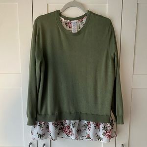 Green with Floral Underlay Top